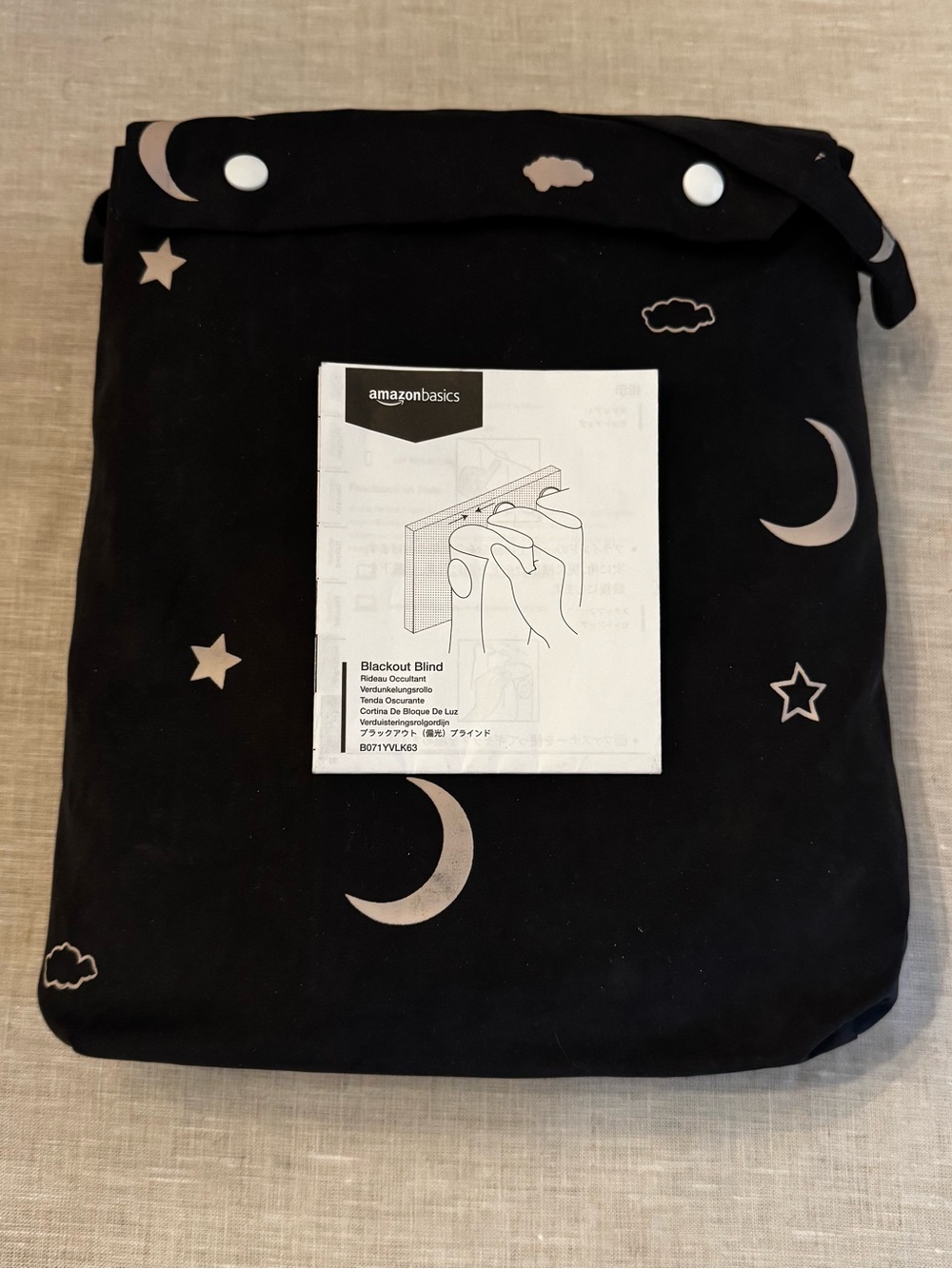 Amazon Basics Portable Blackout Curtain Shade – Moon & Stars